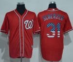 Nationals #31 Max Scherzer Red USA Flag Fashion Stitched Jersey