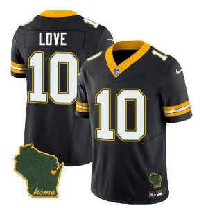Green Bay Packers #10 Jordan Love Black 2023 F.U.S.E. Home Patch Vapor Untouchable Limited Stitched Jersey