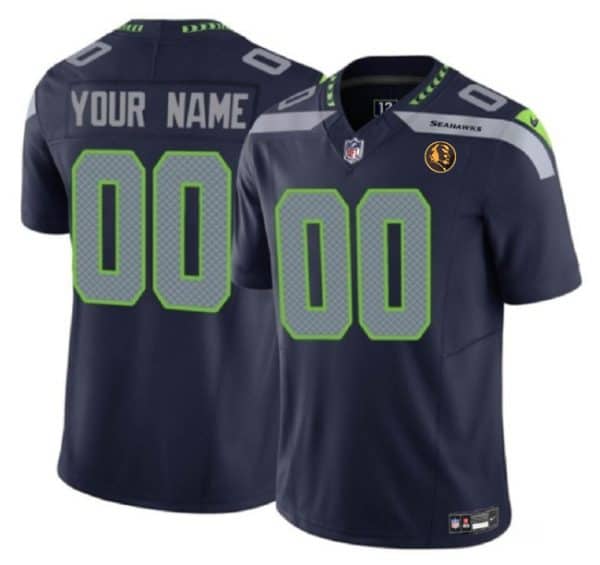 Seattle Seahawks Custom Navy 2023 F.U.S.E. With John Madden Patch Vapor Limited Stitched Jersey