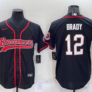 Tampa Bay Buccaneers #12 Tom Brady Black Cool Base Stitched Baseball Jersey