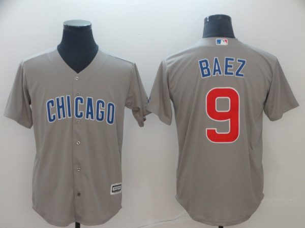 Chicago Cubs #9 Javier Baez Gray Cool Base Stitched Jersey