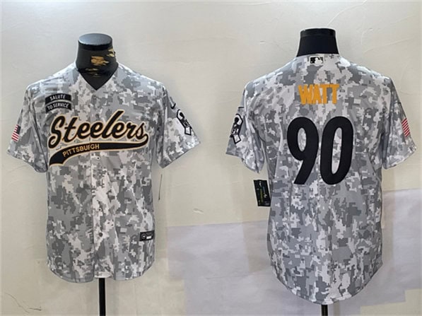 Pittsburgh Steelers #90 T.J. Watt 2024 Arctic Camo Salute To Service Stitched Jersey