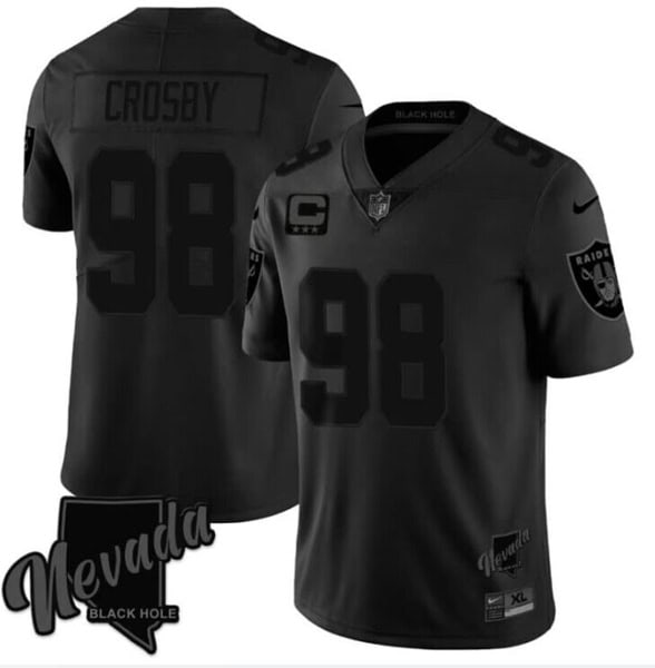 Las Vegas Raiders #98 Maxx Crosby Balck 3-Star C Patch Vapor Untouchable Stitched Jersey