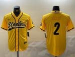 Pittsburgh Steelers #2 Justin Fields Yellow With Patch Cool Base Stitched Jersey