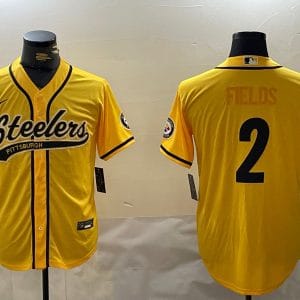 Pittsburgh Steelers #2 Justin Fields Yellow With Patch Cool Base Stitched Jersey