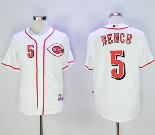 Reds #5 Johnny Bench White Cool Base Stitched Jersey