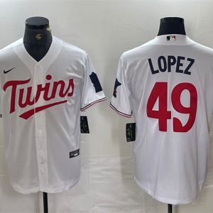 Minnesota Twins #49 Pablo L¨®pez White Cool Base Stitched Jersey