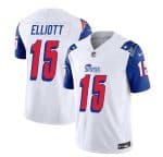 New England Patriots #15 Ezekiel Elliott White Blue 2023 F.U.S.E. Vapor Limited Stitched Jersey