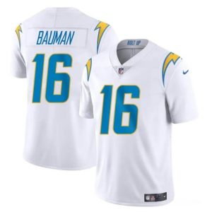 Los Angeles Chargers #16 Casey Bauman White 2024 Vapor Limited Stitched Jersey