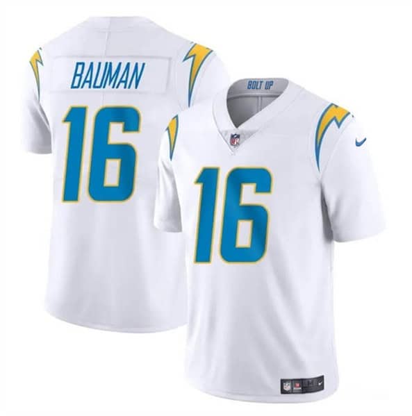 Los Angeles Chargers #16 Casey Bauman White 2024 Vapor Limited Stitched Jersey
