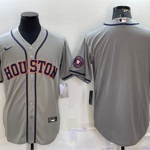 Houston Astros Blank Gray With Patch Cool Base Stitched Jersey