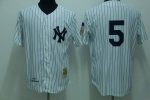 Mitchelland Ness Yankees #5 Joe DiMaggio Stitched White Throwback Jersey