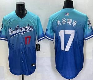 Los Angeles Dodgers #17 Shohei Ohtani Japanese Blue 2025 City Connect Limited Stitched Jersey