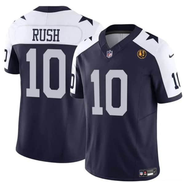 Dallas Cowboys #10 Cooper Rush Navy 2023 F.U.S.E. With John Madden Patch Thanksgiving Vapor Limited Stitched Jersey