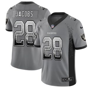 Raiders #28 Josh Jacobs Black Drift Fashion Color Rush Limited Stitched Jersey