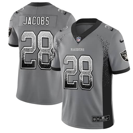 Raiders #28 Josh Jacobs Black Drift Fashion Color Rush Limited Stitched Jersey
