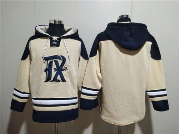 Texas Rangers Blank Cream Ageless Must-Have Lace-Up Pullover Hoodie