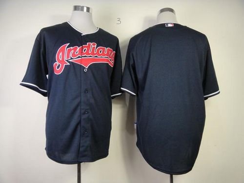 Indians Blank Navy Blue Cool Base Stitched Jersey