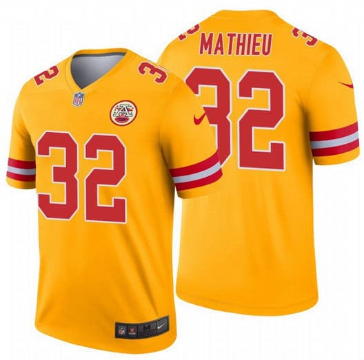 Kansas City Chiefs #32 Tyrann Mathieu Gold Inverted Legend Jersey