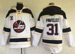 Jets #31 Ondrej Pavelec White Sawyer Hooded Sweatshirt Stitched Jersey