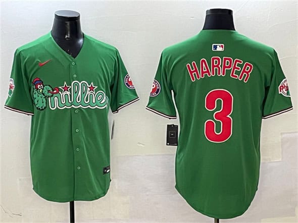 Philadelphia Phillies #3 Bryce Harper Green Phanatic Limited Stitched Jersey