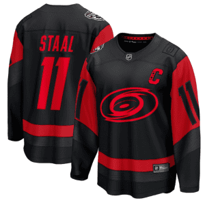 Carolina Hurricanes Custom Black Red Stadium Series Breakaway Stitched Jersey