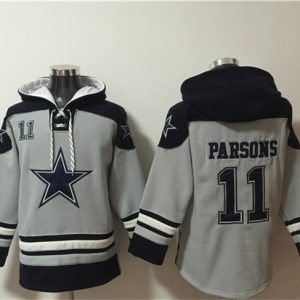 Dallas Cowboys #11 Micah Parsons Gray Ageless Must-Have Lace-Up Pullover Hoodie