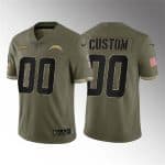 Los Angeles Chargers Customized 2022 Olive Salute To Service Limited Stitched Jersey