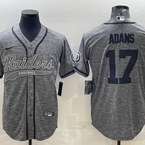 Las Vegas Raiders #17 Davante Adams Gray With Patch Cool Base Stitched Baseball Jersey