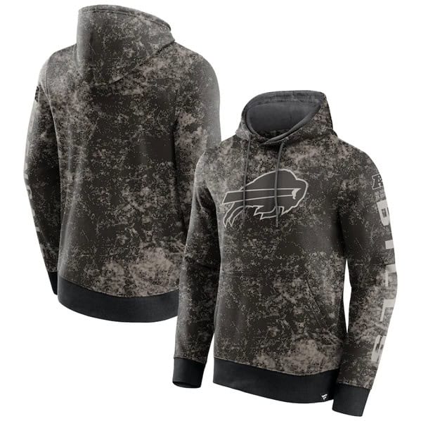 Buffalo Bills Black Gray Blackout Tonal Pullover Hoodie