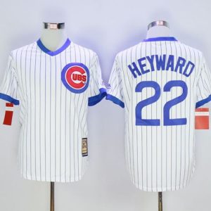 Cubs #22 Jason Heyward White Strip Home Cooperstown Stitched Jersey