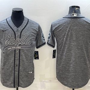 Philadelphia Eagles Blank Gray With Patch Cool Base Stitched Baseball Jersey