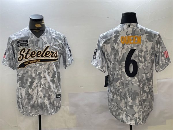 Pittsburgh Steelers #6 Patrick Queen 2024 Arctic Camo Salute To Service Stitched Jersey
