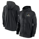 Minnesota Vikings Black Sideline Club Performance Full-Zip Hoodie