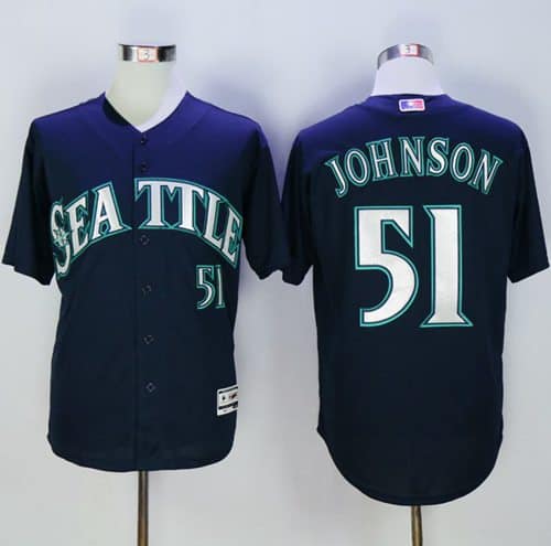 Mariners #51 Randy Johnson Navy Blue New Cool Base Stitched Jersey