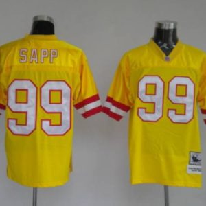 Mitchell And Ness Buccaneers #99 Warren Sapp Stitched 1996 Dark Yellow Jersey