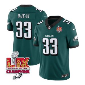 Philadelphia Eagles #33 Cooper DeJean Green 2025 Eagles Logo Super Bowl LIX Patch New F.U.S.E. Vapor Untouchable Limited Stitched Jersey