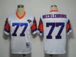 Mitchel And Ness Broncos #77 Karl Mecklenburg White With 75 Anniversary Patch Stitched Throwback Jersey