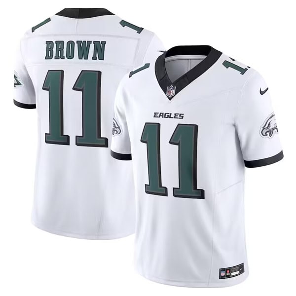 Philadelphia Eagles #11 A.J. Brown White Front Special Font F.U.S.E. Limited Stitched Jersey