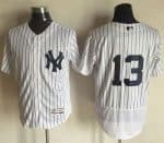 Yankees #13 Alex Rodriguez White Strip Flexbase Authentic Collection Stitched Jersey