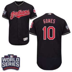 Indians #10 Yan Gomes Navy Blue Flexbase Authentic Collection 2016 World Series Bound Stitched Jersey