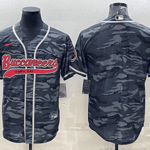 Tampa Bay Buccaneers Blank Grey Camo With Patch Cool Base Stitched Baseball Jersey
