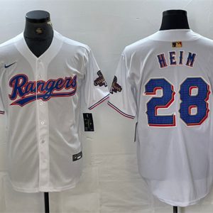 Texas Rangers #28 Jonah Heim White Gold Cool Base Stitched Jersey