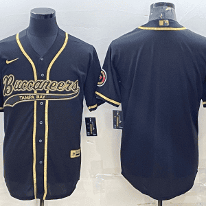 Tampa Bay Buccaneers Blank Black Gold With Patch Cool Base Stitched Baseball Jersey