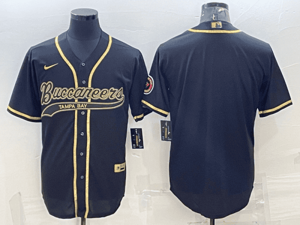 Tampa Bay Buccaneers Blank Black Gold With Patch Cool Base Stitched Baseball Jersey