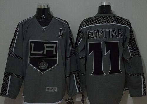 Kings #11 Anze Kopitar Charcoal Cross Check Fashion Stitched Jersey