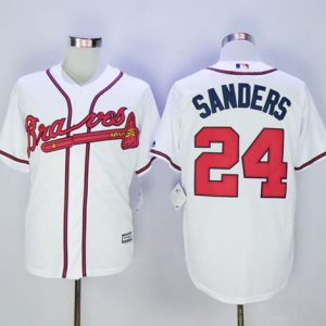 Braves #24 Deion Sanders White New Cool Base Stitched Jersey