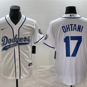 Los Angeles Dodgers #17 Shohei Ohtani White Cool Base With Patch Stitched Jersey