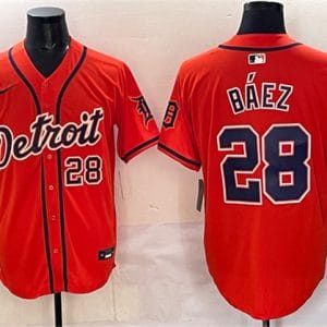 Detroit Tigers #28 Javier B¨¢ez Orange With Patch Vapor Premier Limited Stitched Jersey