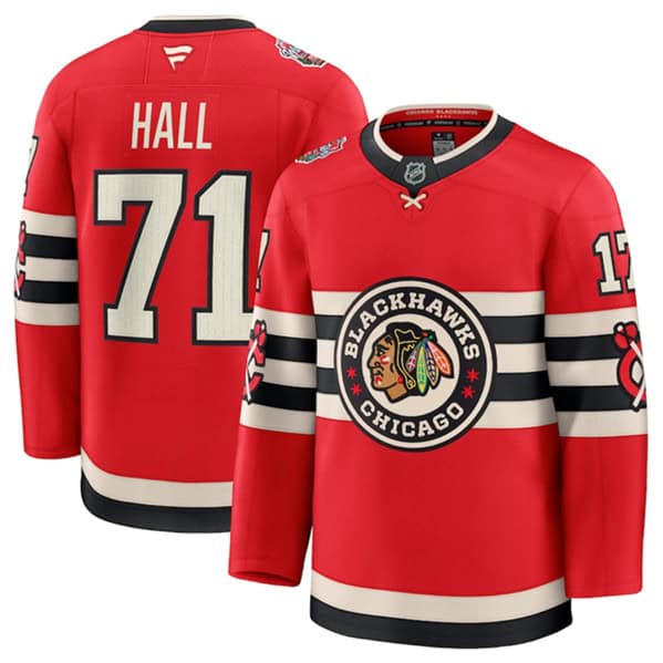 Chicago Blackhawks #71 Taylor Hall Red 2024-25 Winter Classic Stitched Jersey